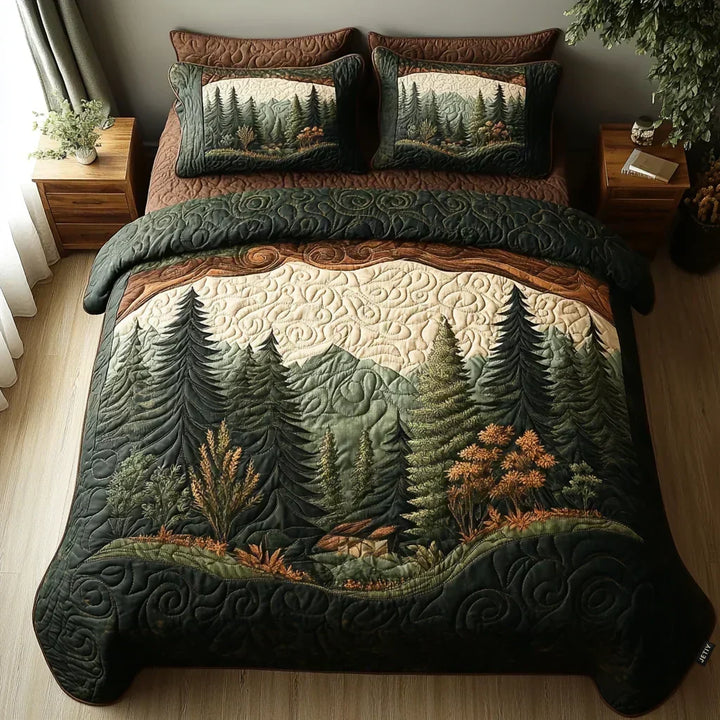 Juego de Cama Acolchado de 3 Piezas – Paseo por el Bosque