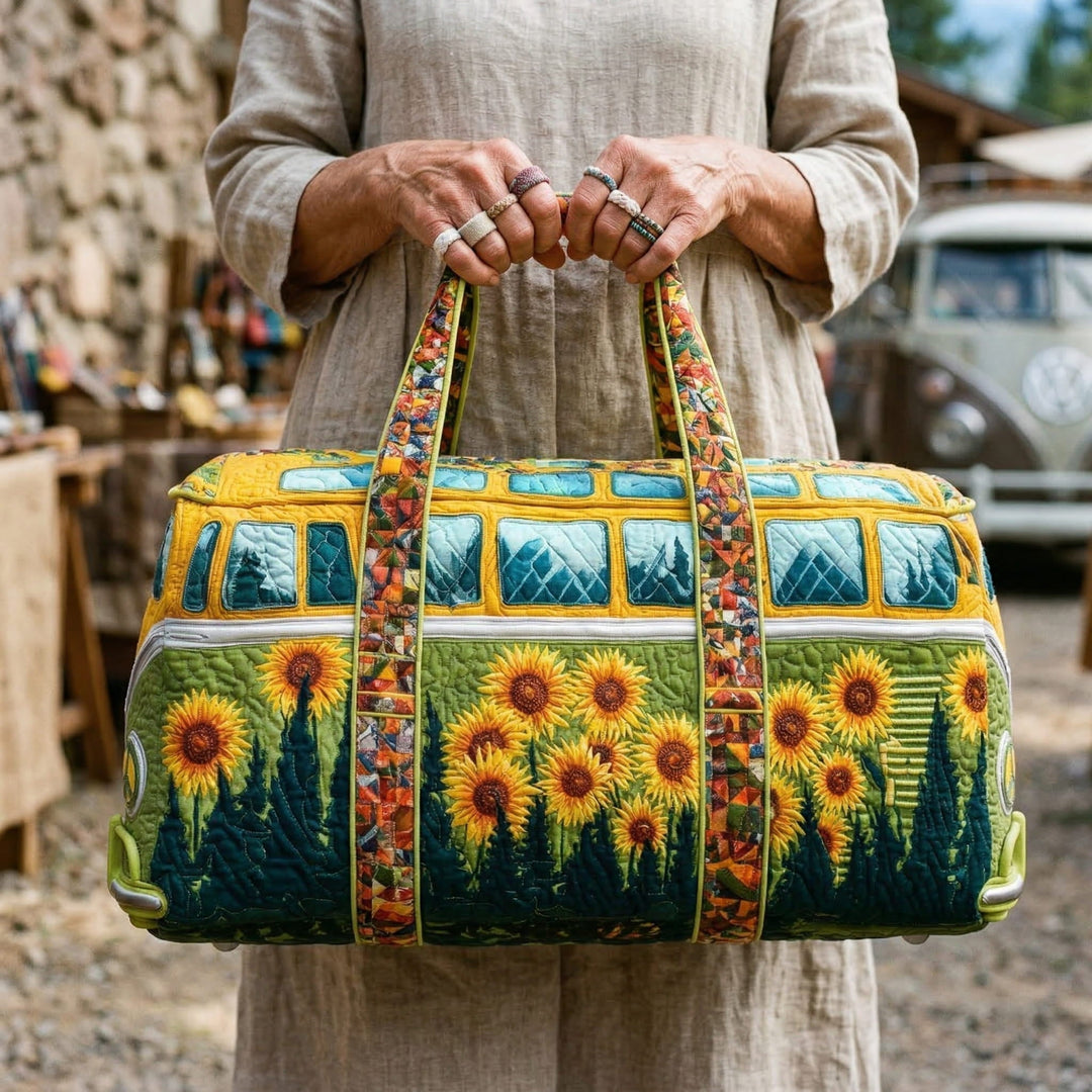 Bolso de Viaje Acolchado – Van Hippie con Girasoles