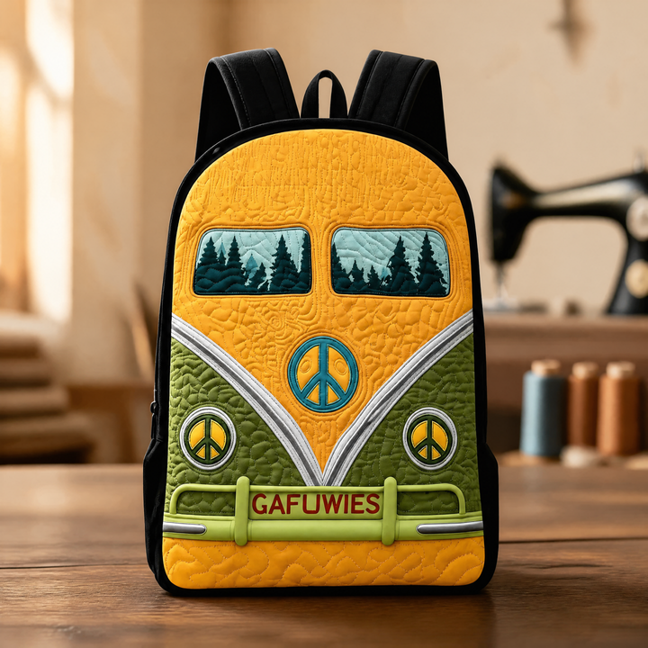 Mochila Acolchada con Estampado de Piqué y Correas Negras