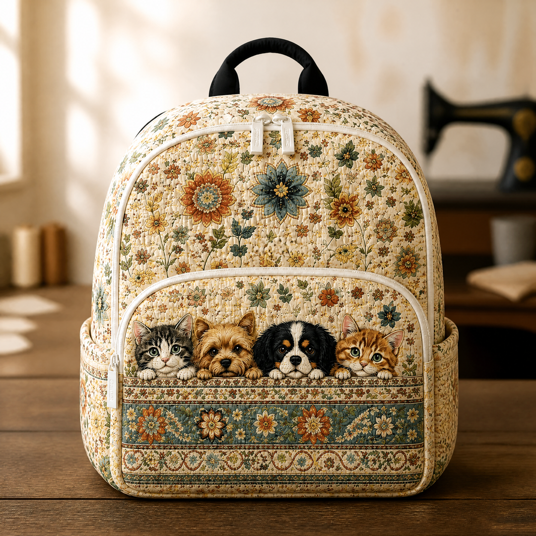 Mochila Acolchada Boho Floreada