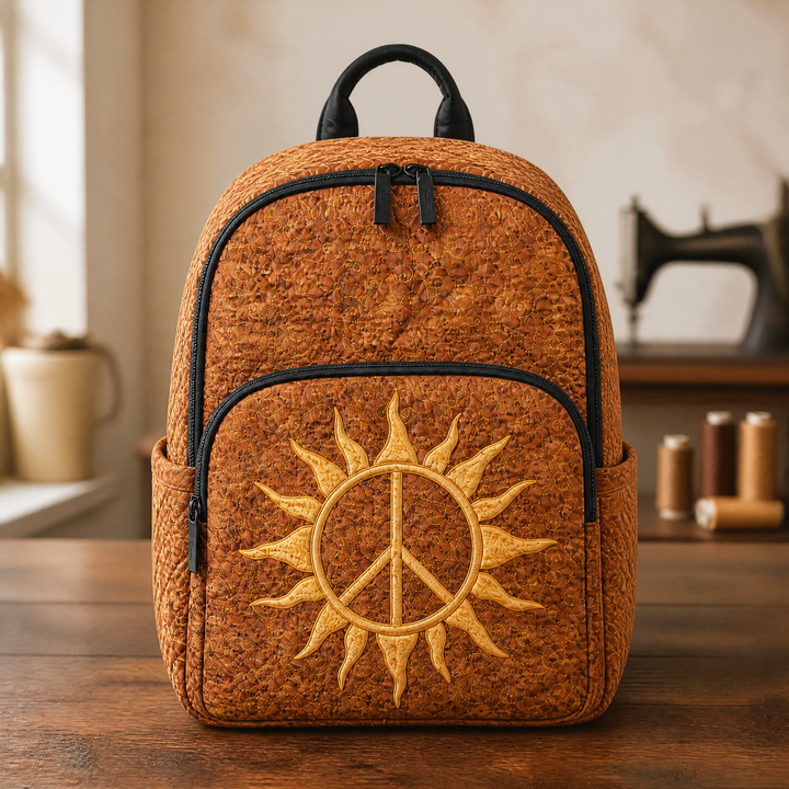 Mochila Acolchada con Símbolo de Sol y Paz