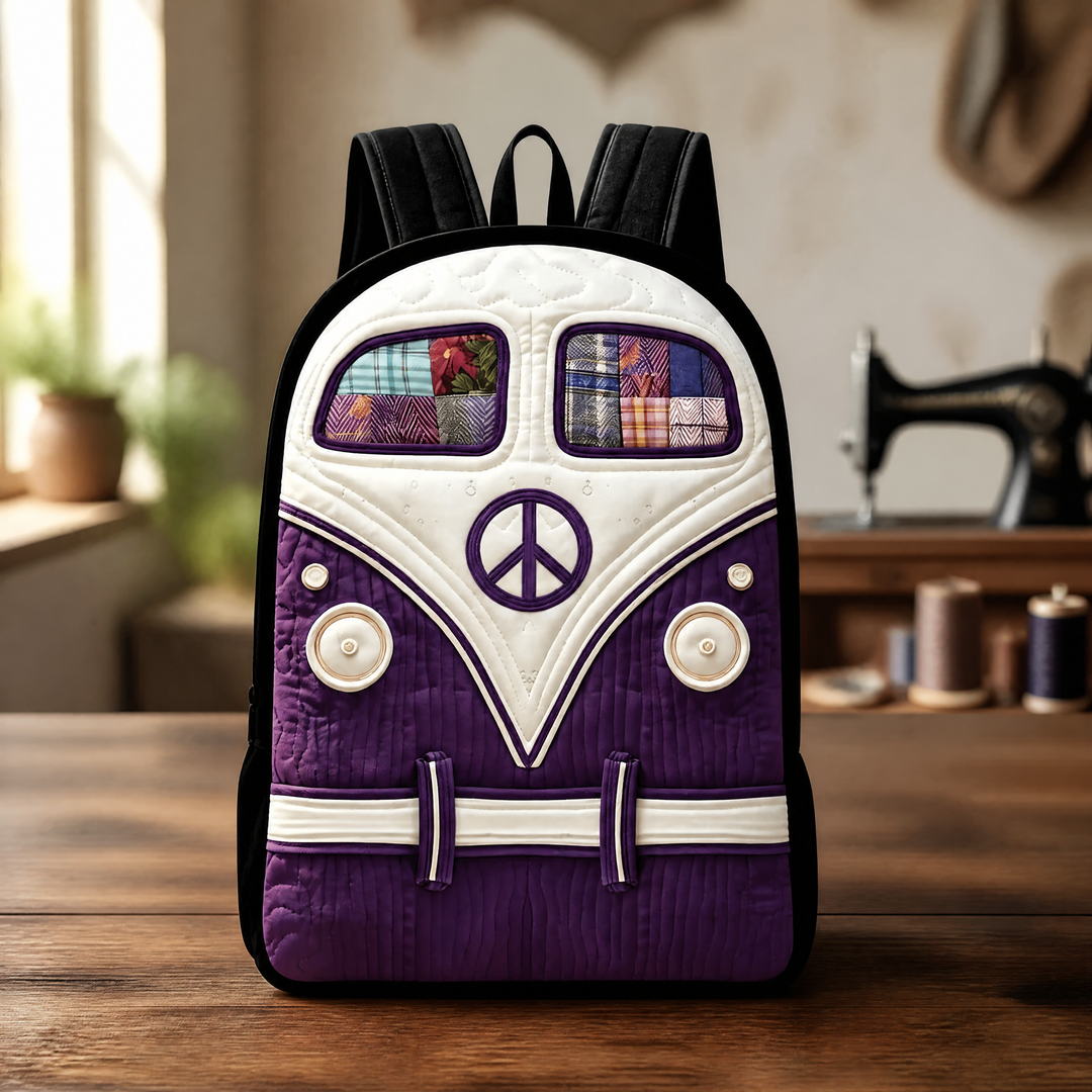 Mochila Acolchada Hippie Lila con Correas Negras